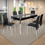Mesa Barcelona 6 Cadeiras Tampo de Vidro Retangular