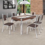 Mesa Bela 1,40 Com 6 Cadeiras Tampo de Vidro Retangular