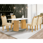 Mesa de Jantar Nevada 1,20 4 Cadeiras Tampo de Vidro