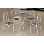 Mesa Granito Quadrada 0,75 Com 4 Cadeiras Tampo Granito