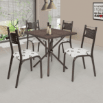 Mesa Luna 0,75 Com 4 Cadeiras Base Em Aço