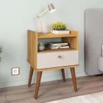 Mesa De Cabeceira Aroma 1 Gaveta Pés em Madeira