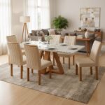 Mesa de Jantar Madri 1,70 Com 6 Cadeiras Jade