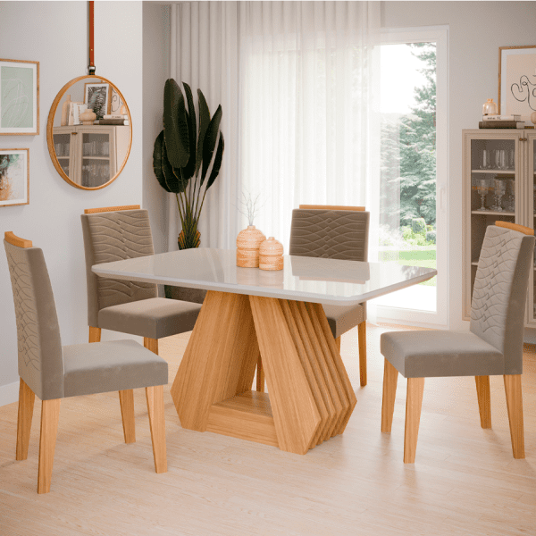 MESA DE JANTAR AGATA 4 CADEIRAS